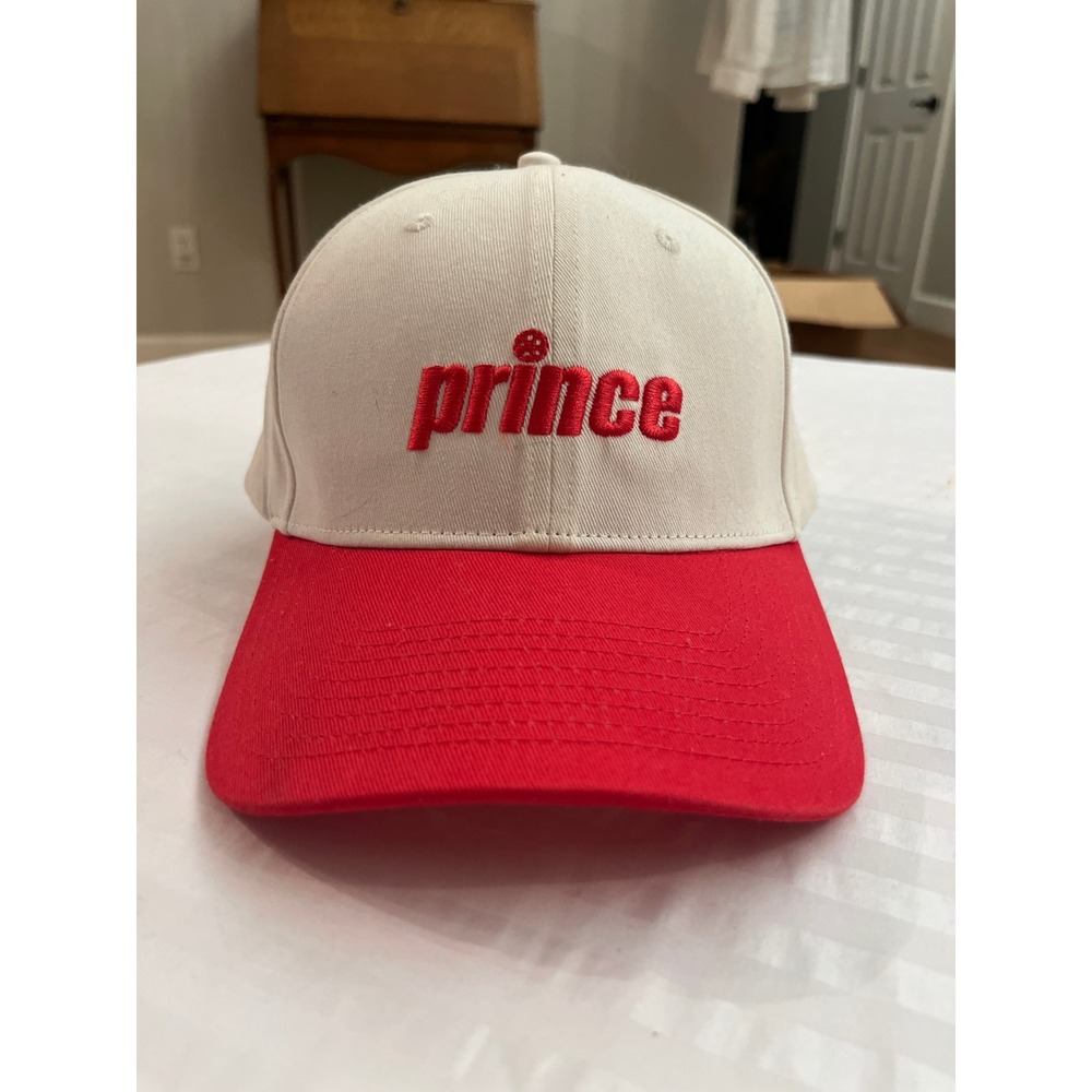 Prince Pickleball Hat Unisex OS White Red Excellent Adjustable Strapback Cap